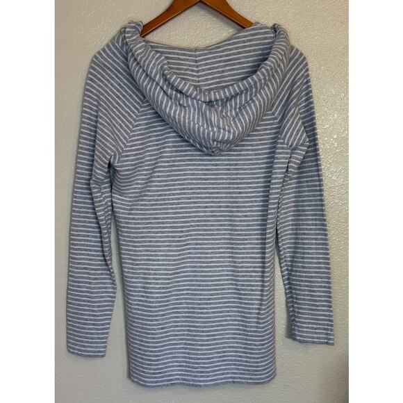 Not For Sale Standard James Perse Hoodie Women Small Gray Striped Kangaroo - Picture 6 of 9